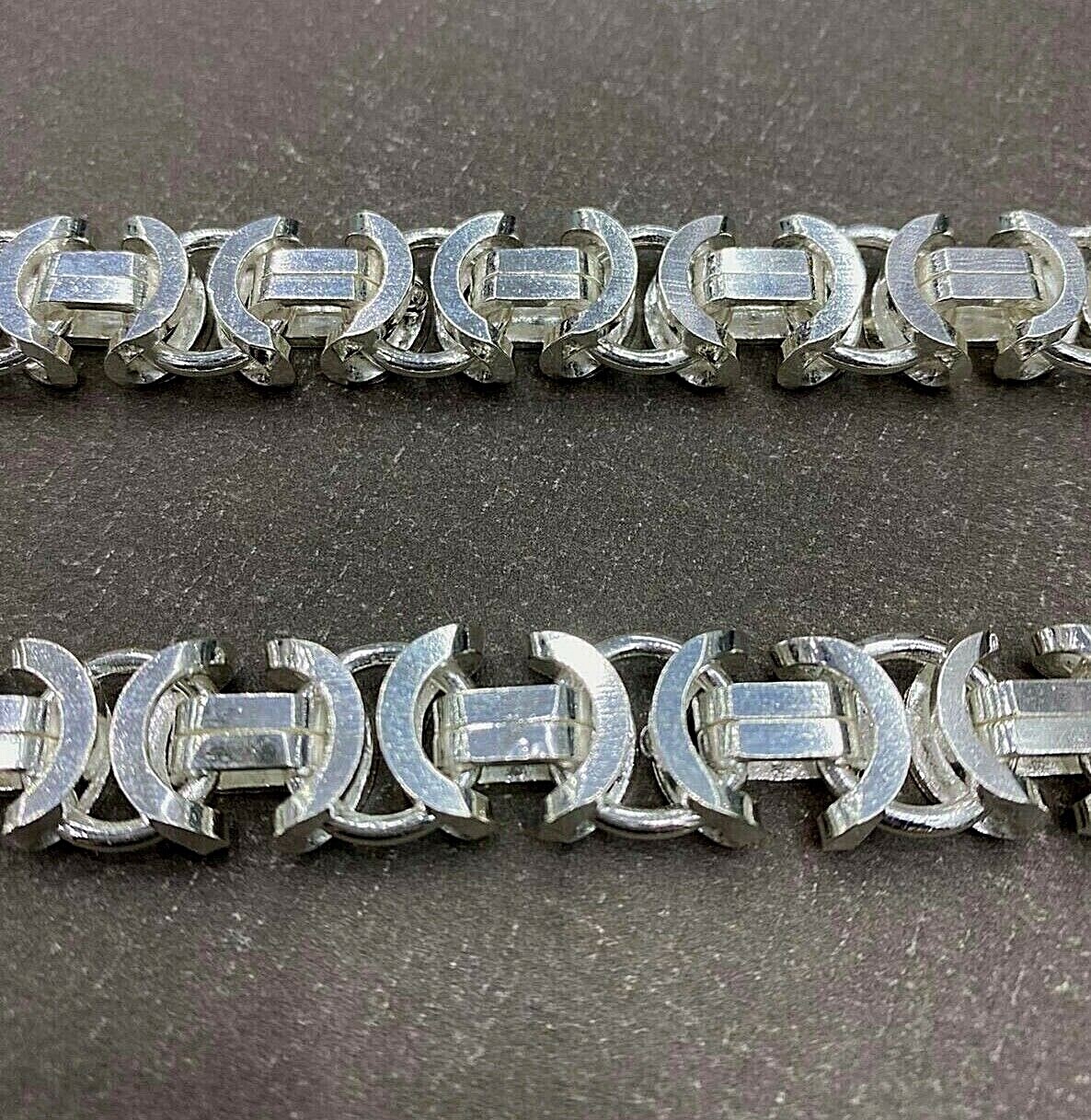 Pre-owned Handmade Mens Flat Byzantine Necklace King Chain 925 Sterling Silver 13mm 152gr 22"