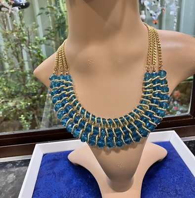 Blue beads gold deals necklace