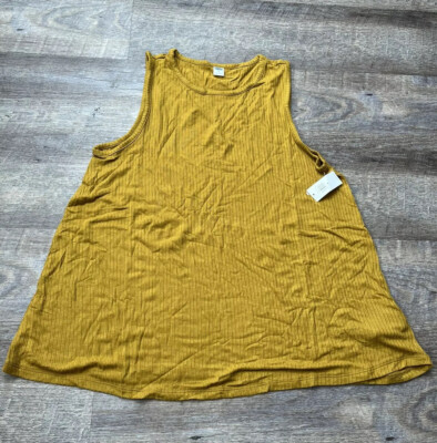 Old Navy Women s Tank Top Mustard Yellow Sleeveless Ribbed Material Medium K2