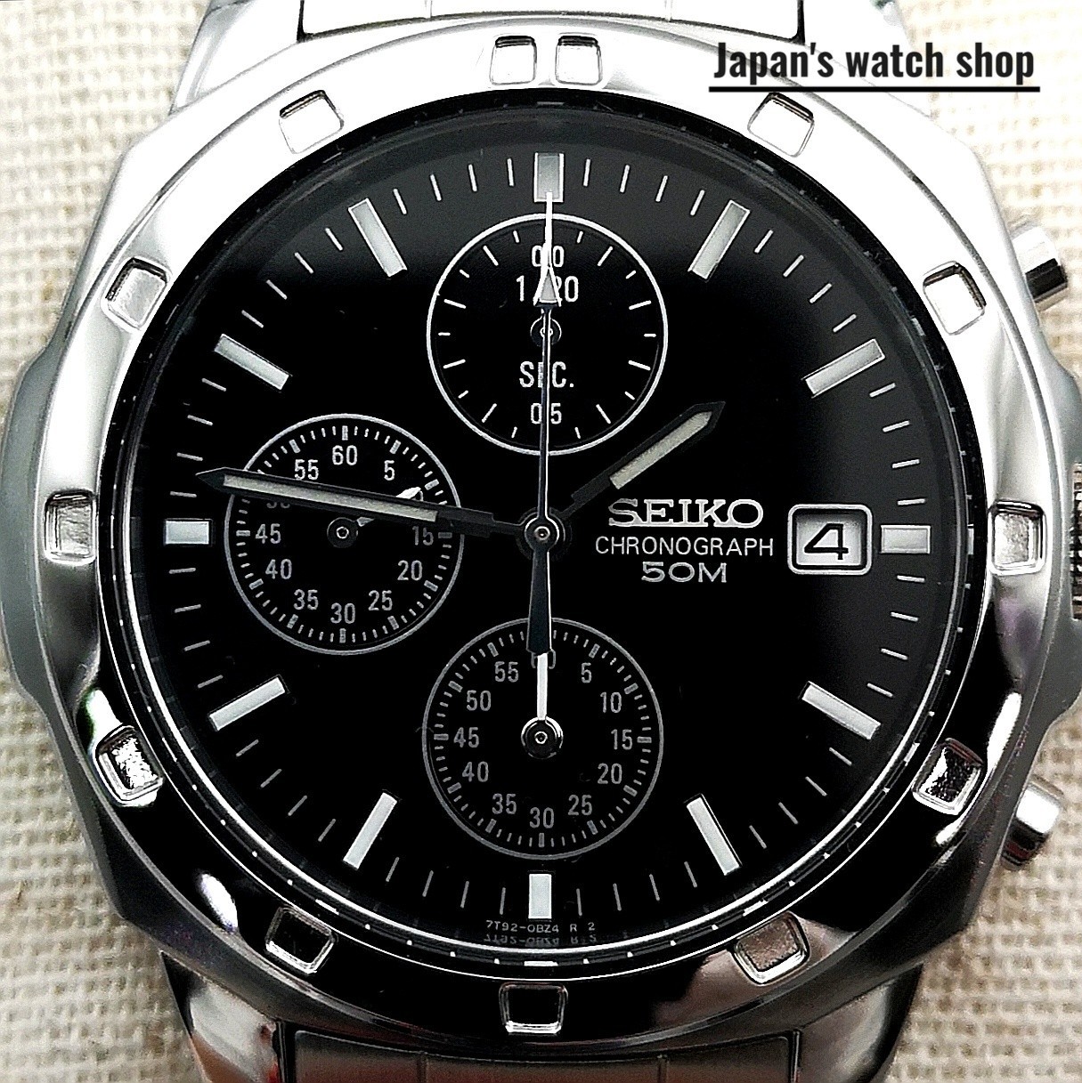 【限定特価】SEIKO セイコー SND191P アナログウォッチ Seiko Chronograph SND191P1 SND191P Black Dial Stailess Steel