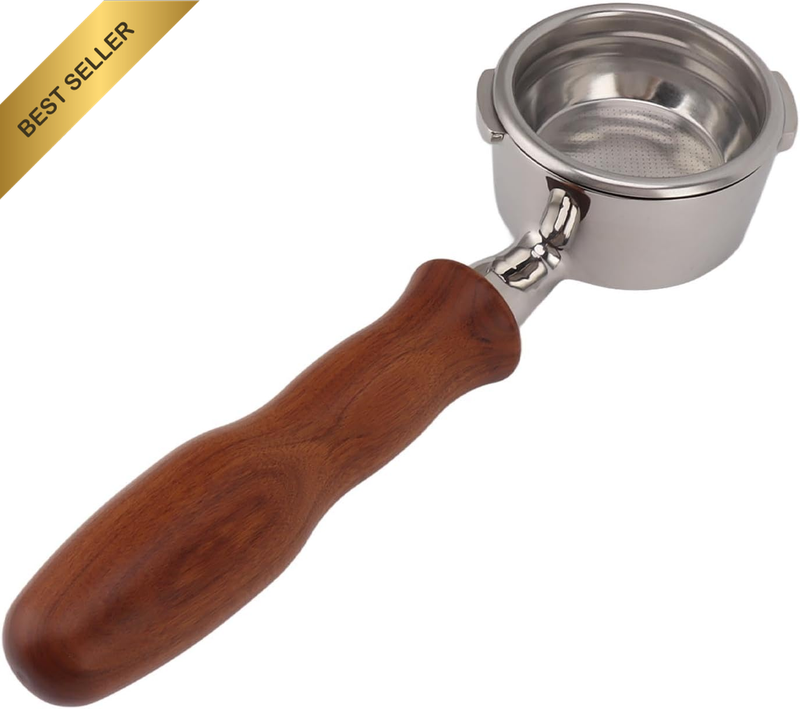 58mm Stainless Steel Bottomless Portafilter Wood Handle with Filter Basket for G