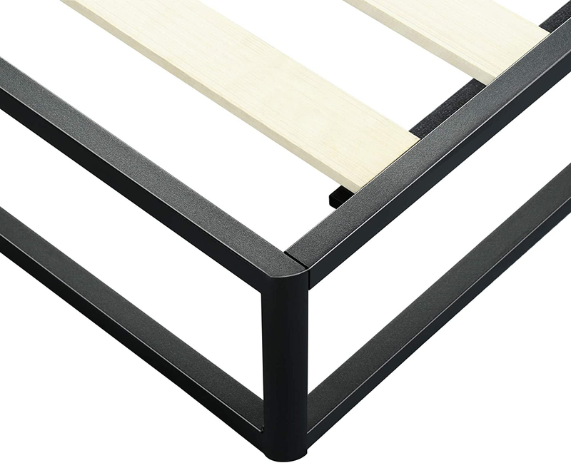 Primasleep Black 9 Inch Dura Metal Platform Bed Frame-Wooden Steel Slat Support/