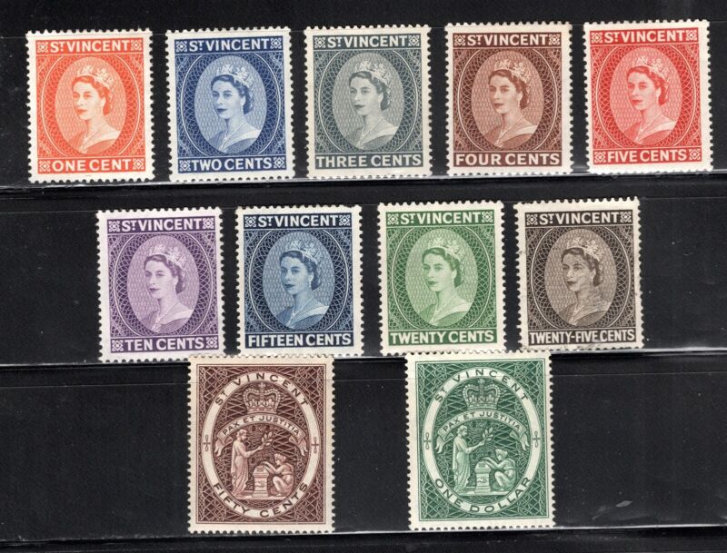 St. Vincent Stamp Scott #186//197, Queen & Seal, Short Set of 11, MNH, SCV$29.00