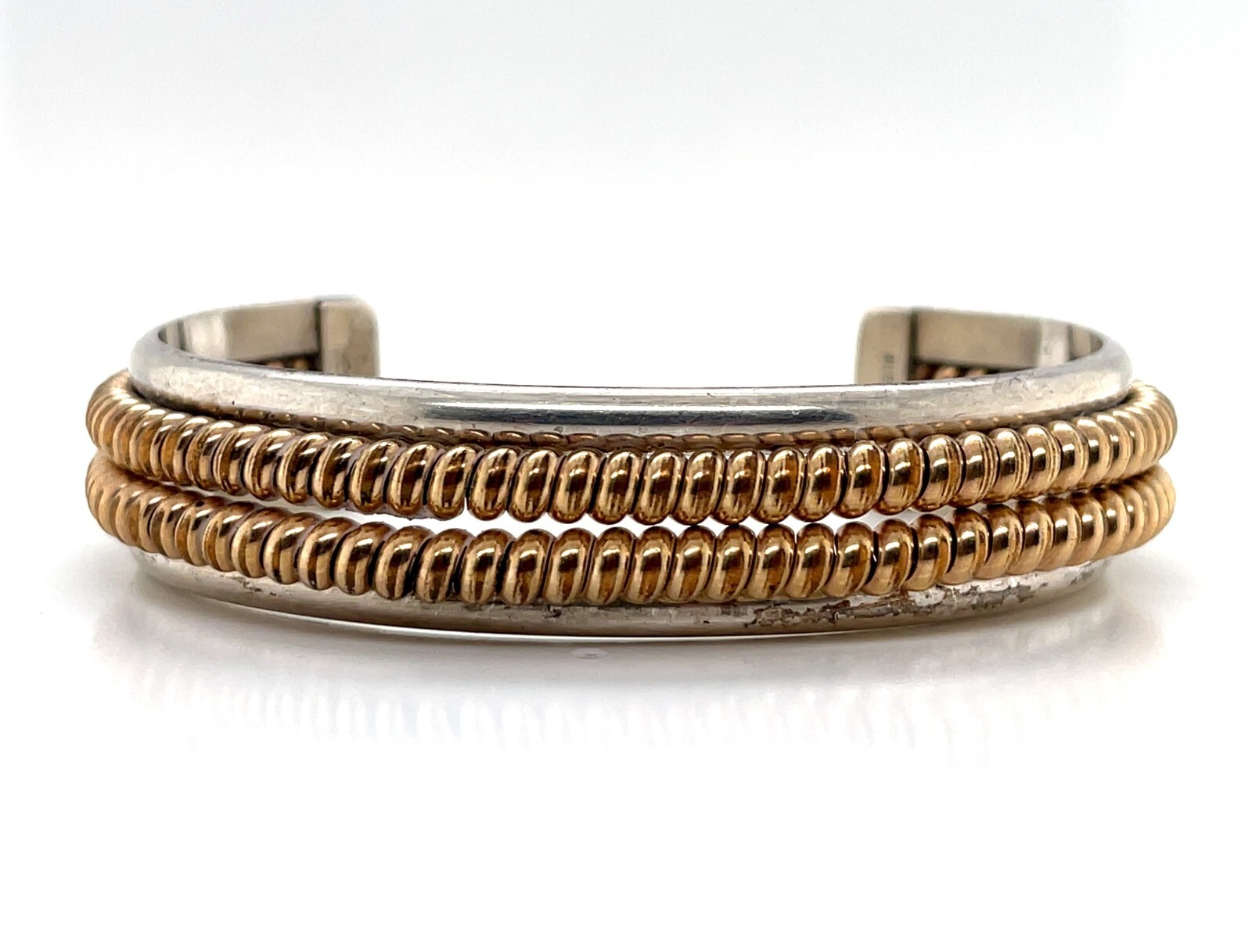 Vintage Navajo Designer Tahe Cuff Bracelet Sterling Silver