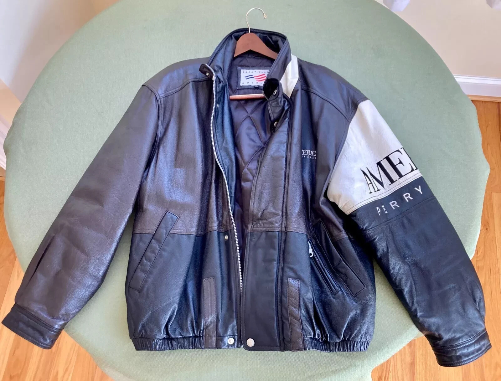 PERRY ELLIS キルティングレザージャケットL VINTAGEブラック PERRY