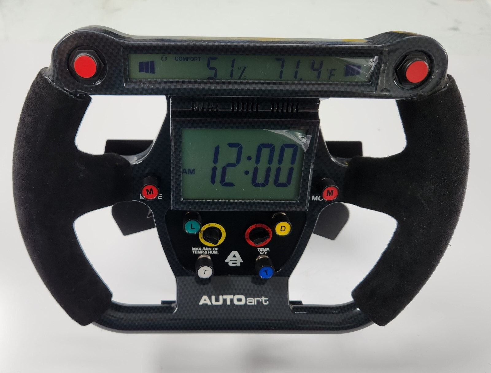F1 Racing Steering Wheel LCD Clock/Temperature/Date/Alarm