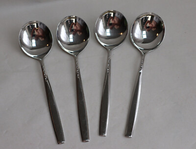 WMF London cromargan, 4 Suppentassenlöffel / Sahnelöffel, Länge ca 17 cm