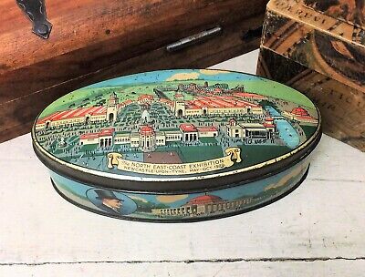 1920s Antique Expo Tin Box SMALL North East Coast Exhibition 1929 Wilkin Vintage