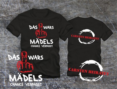 Junggesellenabschied TShirts, JGA Shirts DAS WARS MÄDELS v. Farben