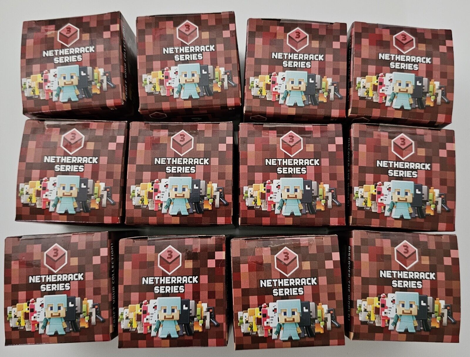 Set of 12 Blind Boxes Mojang Mattel Minecraft Netherrack Min