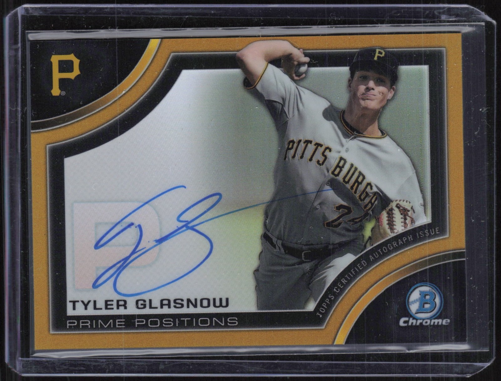 2015 Bowman Chrome Prime Positions Gold Refractor Tyler Glasnow 47/50 Auto