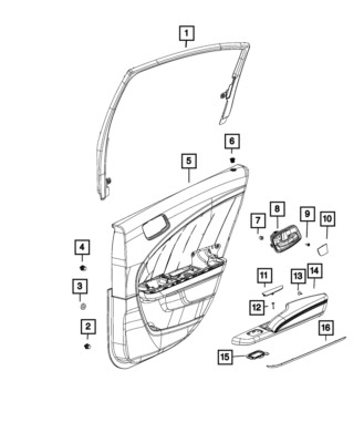 Genuine Mopar Rear Door Trim Panel Assembly Left 6BV351KXAE