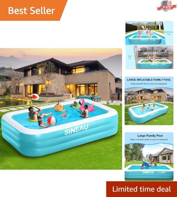 Oversized Inflatable Pool for Kids & Adults - 120'' x 72'' x 22'' - Family Swimm...