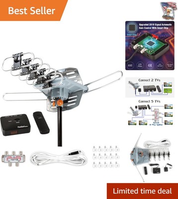 Advanced Design 150-Mile Range HDTV Antenna with Enhanced Signal Amplification