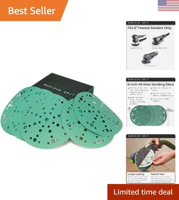 6-Inch 49-Hole Sanding Discs Assortment - 80, 120, 150, 180, 220 Grit 10 of E...