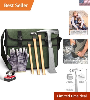 Durable Stainless Steel Rock Pick Hammer Kit for Prospecting and Mining