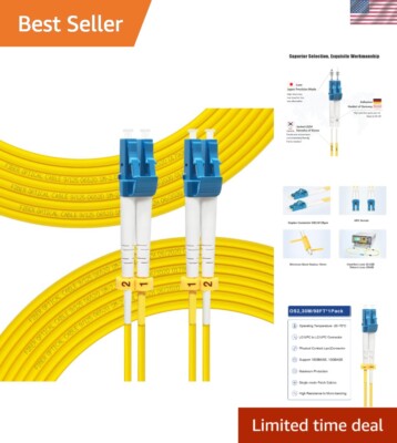 30M OS2 LC Duplex Fiber Optic Cable   Superior Flexibility & Low Attenuation