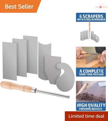 Wooden Scraper Burnisher Set - 6 Piece Multi-Shaped Scrapers for Woodworking