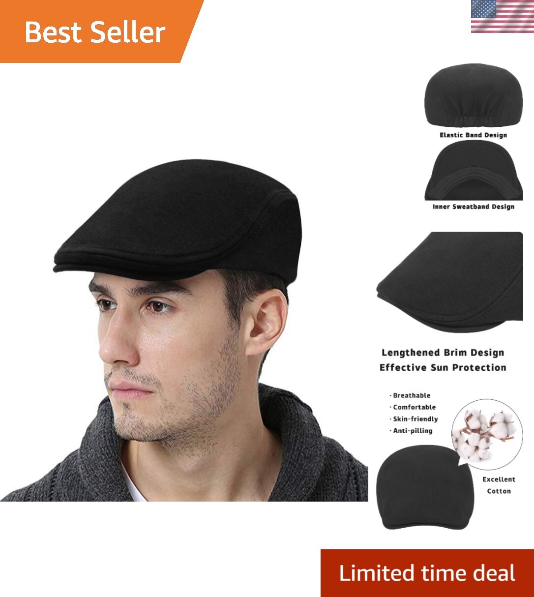 Comfortable Elastic-Closure Men's Flat Cap - Perfect for