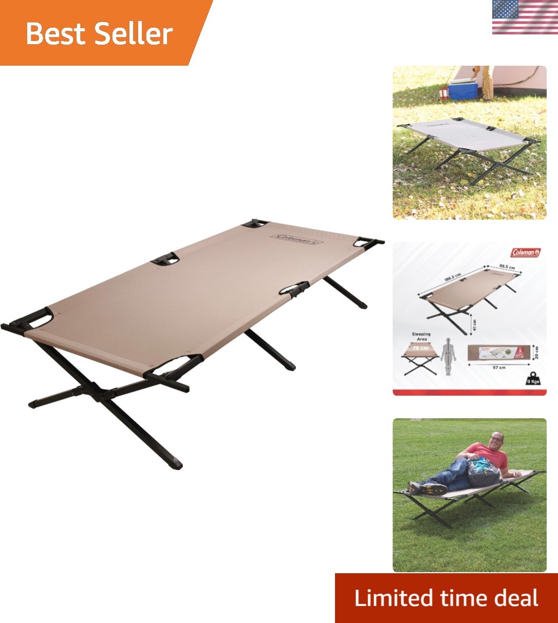 Coleman Trailhead II Camping Cot, Easy-to-Assemble Folding