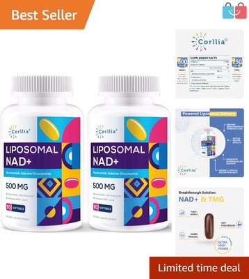 Liposomal NAD+ 500mg Softgels with TMG 250mg - 2-Month Supply for Stress Relief