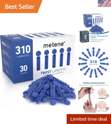 Universal 30 Gauge Lancets for Blood Testing - 310 Count, Less Painful Blue