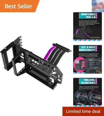 MasterAccessory Vertical GPU Card Holder Kit V3 Black, Premium Riser Cable PC...