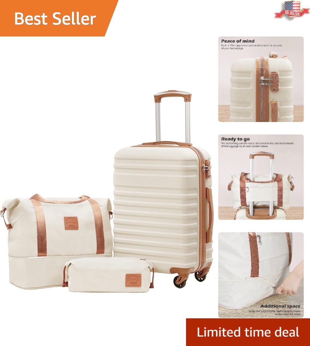 3 Piece Carry On Hardside Luggage Set - TSA Lock, Spinner