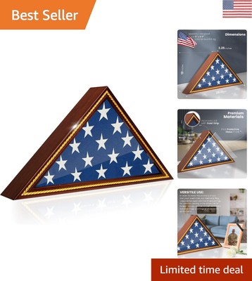Elegant Solid Wood Flag Display Case for Burial Flags - Wall Mounted Design