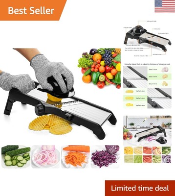Adjustable Mandoline Slicer with Cut-Resistant Gloves - Safe Kitchen Essential