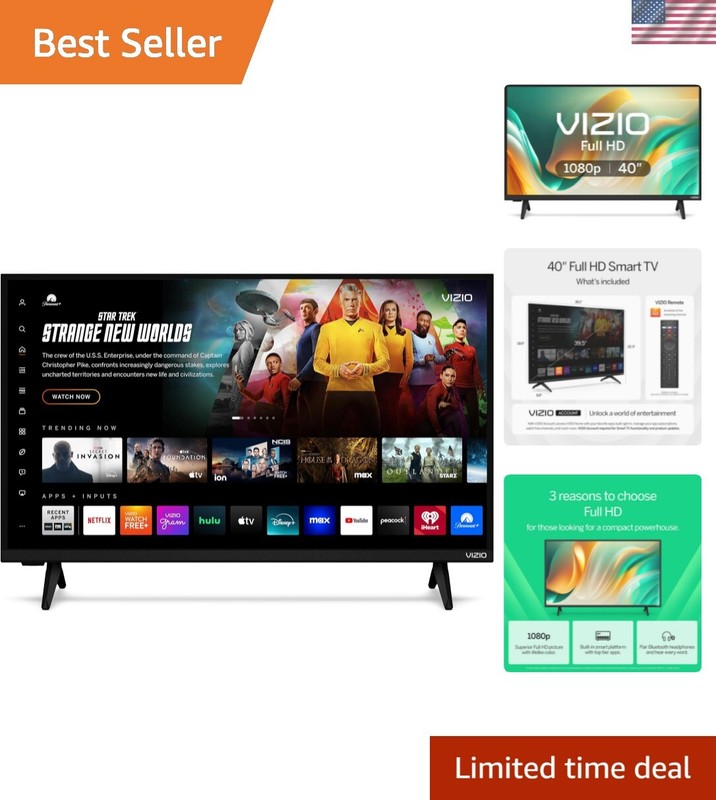Elegant 40-Inch Smart TV with 1080p Resolution, Voice Control &