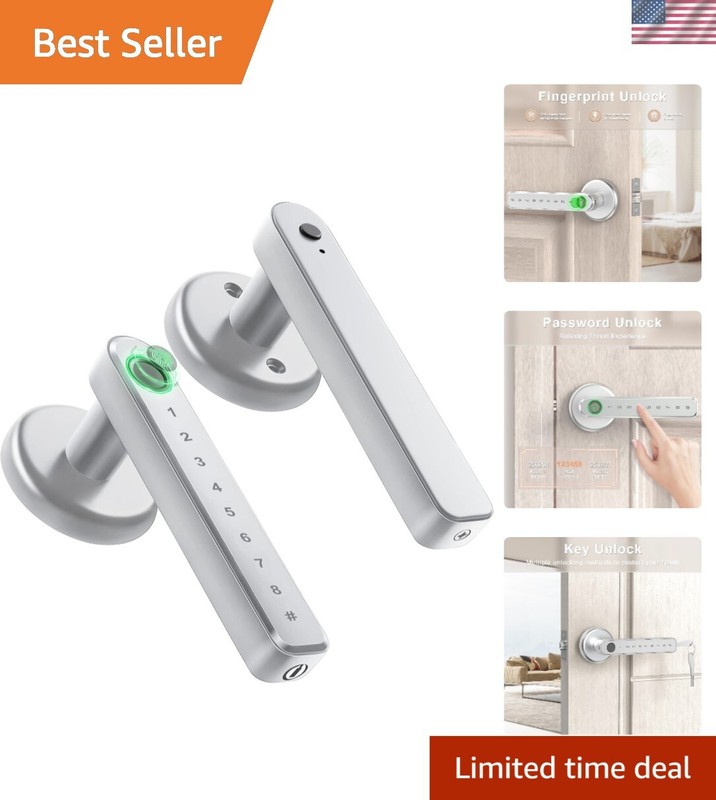 Smart 3-in-1 Keyless Entry Door Lock: Fingerprint, Password, Key -