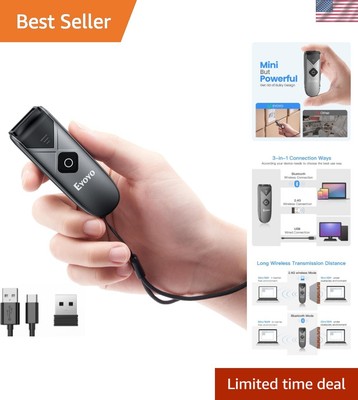 Portable Bluetooth Mini Barcode Scanner   2D/1D Reader for Effortless Inventory
