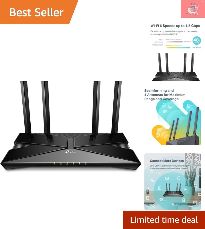 Dual-Core 900MHz WiFi 6 Router with Parental Controls & Guest