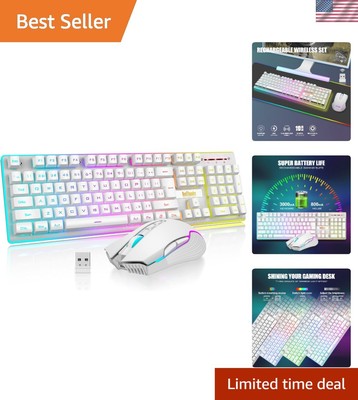 K10 Wireless Gaming Keyboard & Mouse Combo - LED Backlit, Rechargeable, 3200DPI