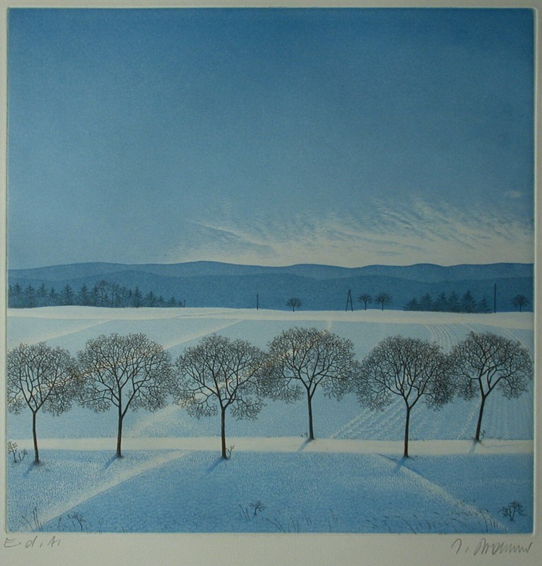 Josef Bramer Geb. 1948 In Wien - Winterlandschaft Mit Baumreihe.