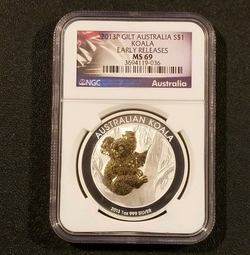 2013 Australia Gilt Koala 1oz .999 Fine Silver Bullion NGC MS69 Early Release