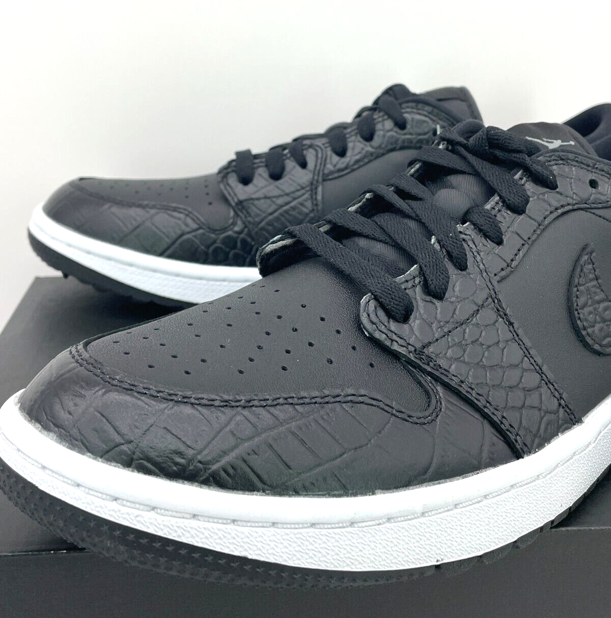 Pre-owned Jordan Nike Air  Retro 1 Low Golf Snake Skin Black Mens Size 11 Brand In Hand