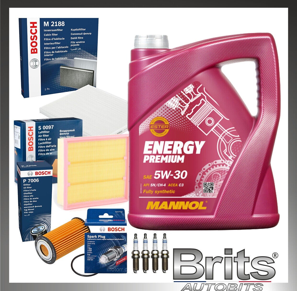 Bosch Service Kit for VAUXHALL CORSA D 06-14 Oil Air Filters & Spark Plugs & Oil