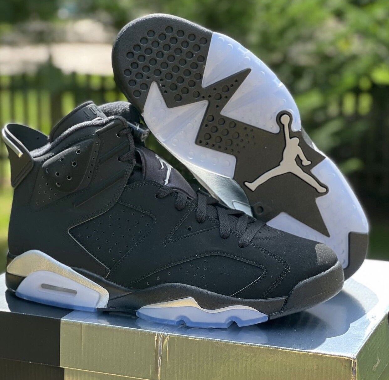 Sz 4-13 Nike Air Jordan 6 Retro Metallic Silver Black Chrome Sz 4-13 Nike Air Jordan 6 Retro Metallic Silver Black Chrome