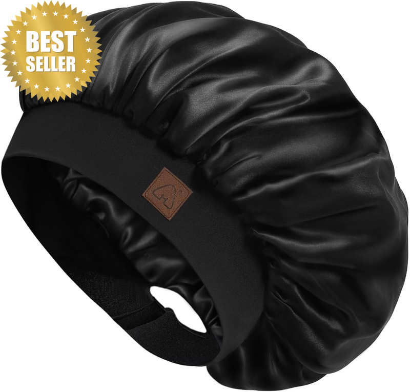 Satin Silk Bonnet Sleep Cap for Women Hair Bonnet for Curly Hair Sleeping Adjust