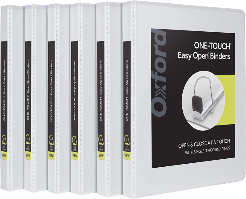 3 Ring Binders, 0.5 Inch One-Touch Easy Open D Rings, 3-Side