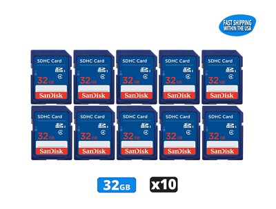 32GB Sandisk SD Memory cards  Digital Cameras/Trail Camera/Computers (10 pack)