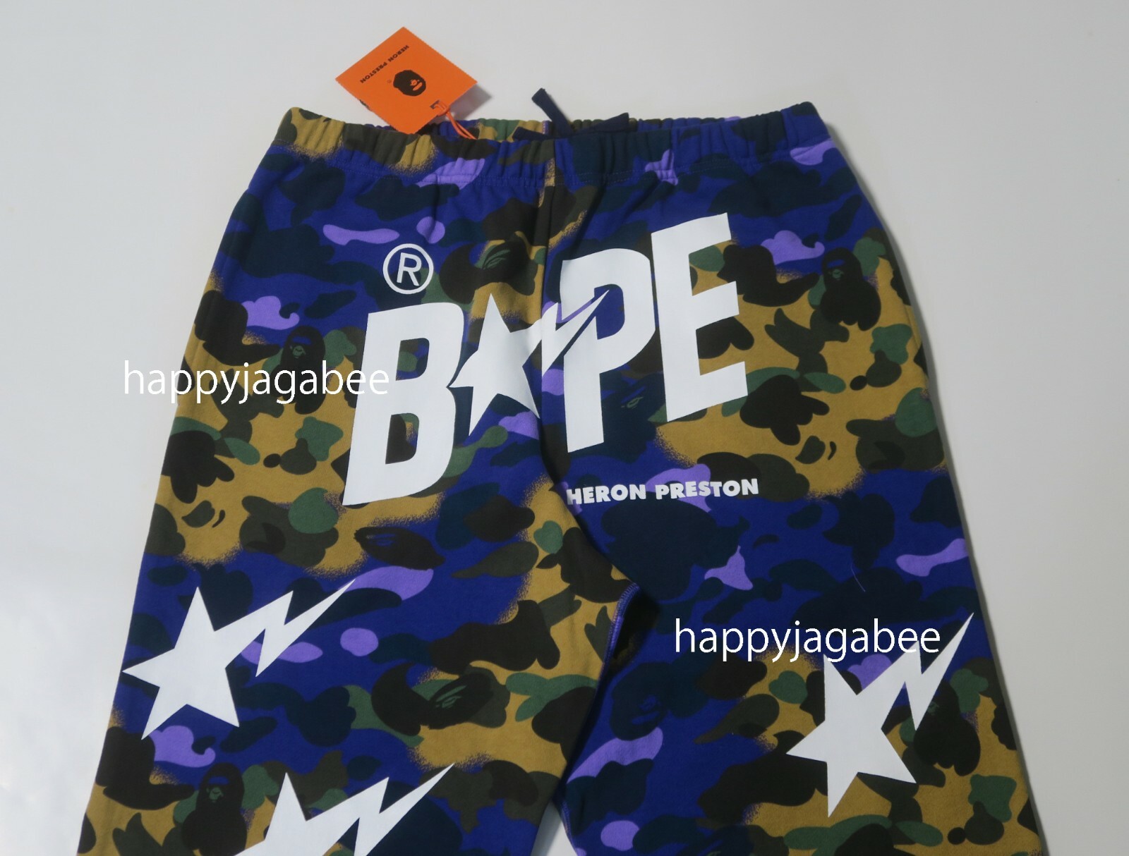 Pre-owned Bape A Bathing Ape Men's  X Heron Preston Mix 1st Camo Sweat Pants In Purple