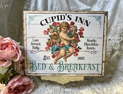 Valentine Cupids Inn,  Bed & Breakfast Vintage Style Handcrafted Plaque  Sign