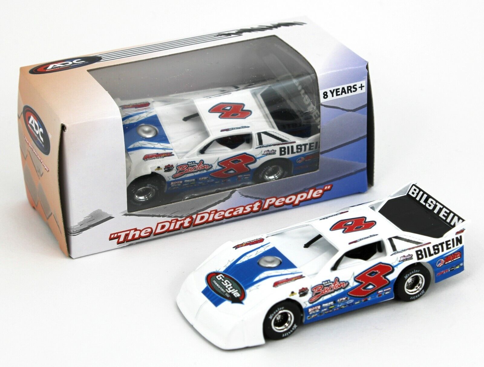 1:64 ADC Dirt Late Model *KYLE STRICKLER* #8 WHITE 2021 Car 1:64 ADC Dirt Late Model *KYLE STRICKLER* #8 WHITE 2021 Car