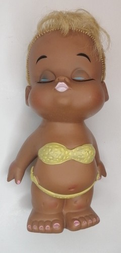 Vintage 1968 Iwai KWK Japanese Big Eye Rubber/Vinyl Doll
