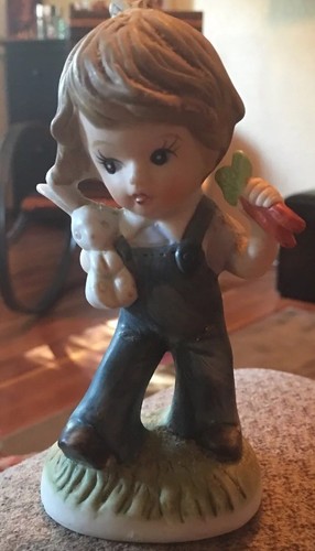 set of 2 HOMCO boy & girl farm porcelain figurines