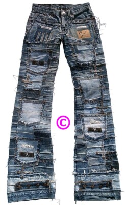 Pre-owned Ticila Seven Star Phat Beach Club Hip Rock Star Patchwork Jeans Seven Star Miss 29/32 D:38 In Blue