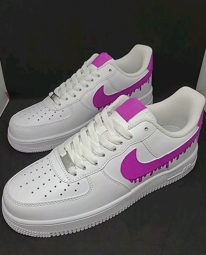 NEW Nike Air Force 1 '07 Custom Painted - White/Purple Size